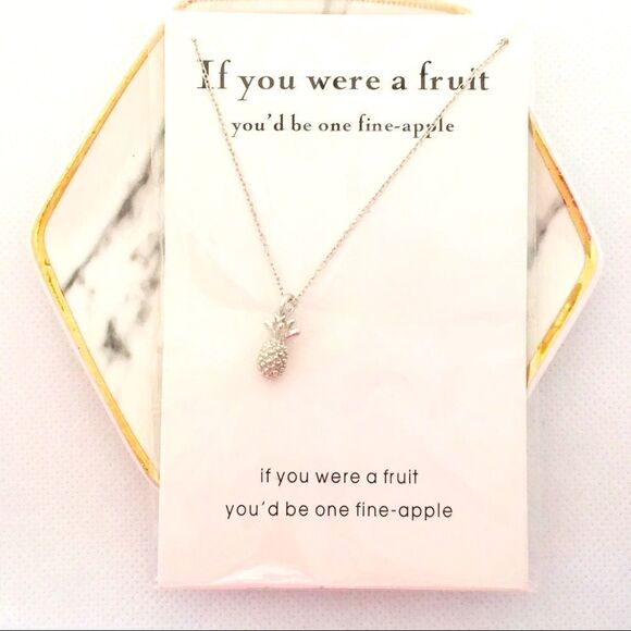 Fine Apple Pineapple Silver Pendant Necklace NWT - Picture 1 of 5